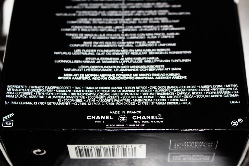 Chanel Vitalumière Powder Foundation ingredients