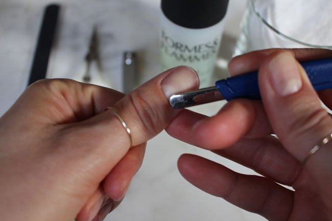 Step 2 - pushing back the cuticles