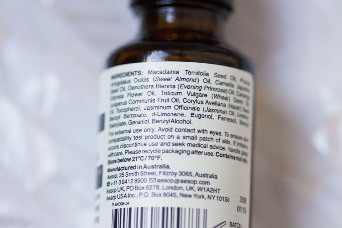 Aēsop Fabulous Face Oil Ingredients