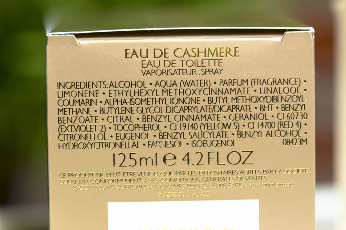 Guerlain | Eau de Cashmere (ingredients list)