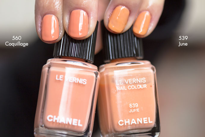 Chanel | Collection Cruise 2017 Le Vernis Longue Tenue in 560 Coquillage vs. Le Vernis 539 June